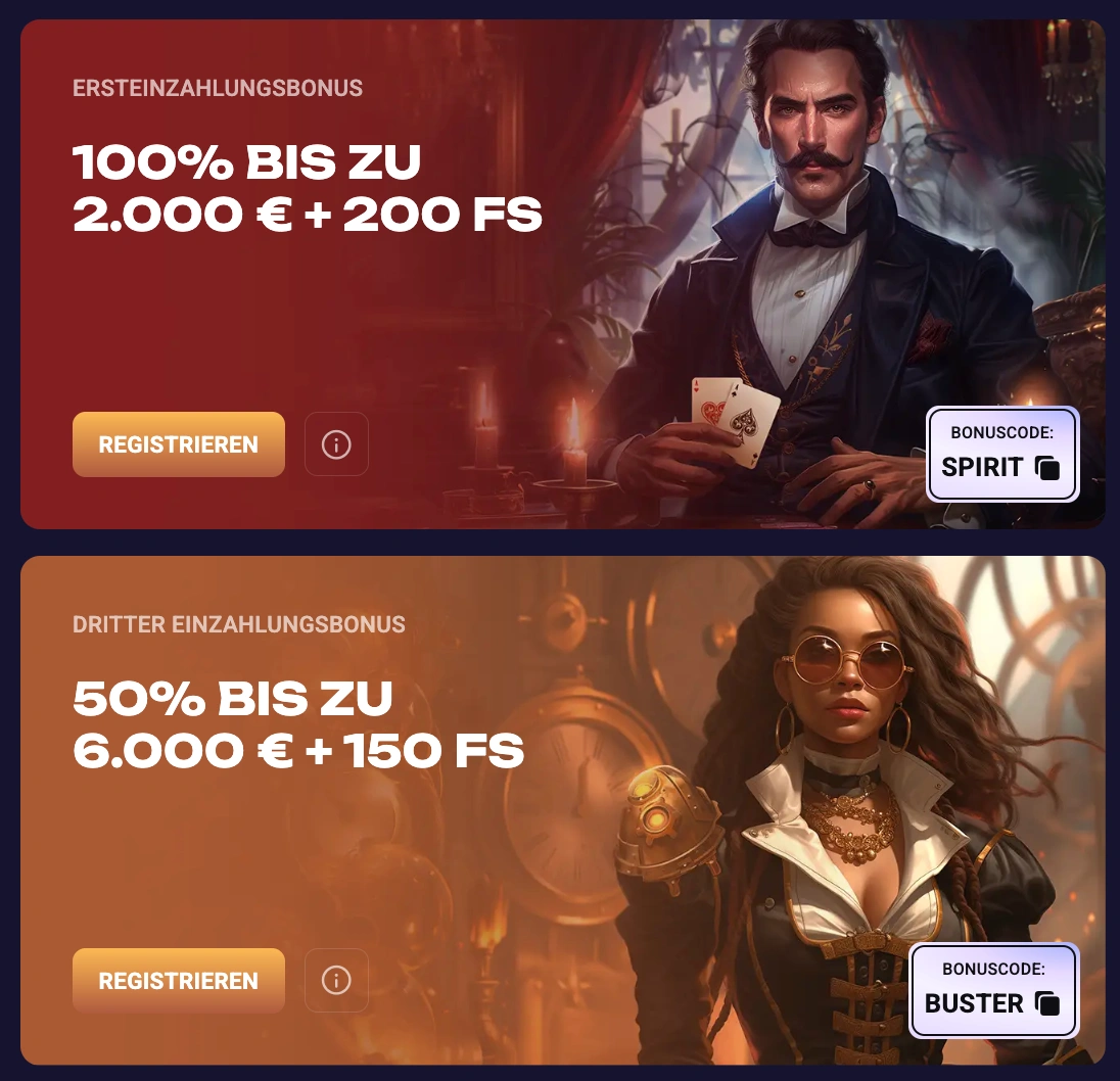 Spirit Casino affiliate landing preview